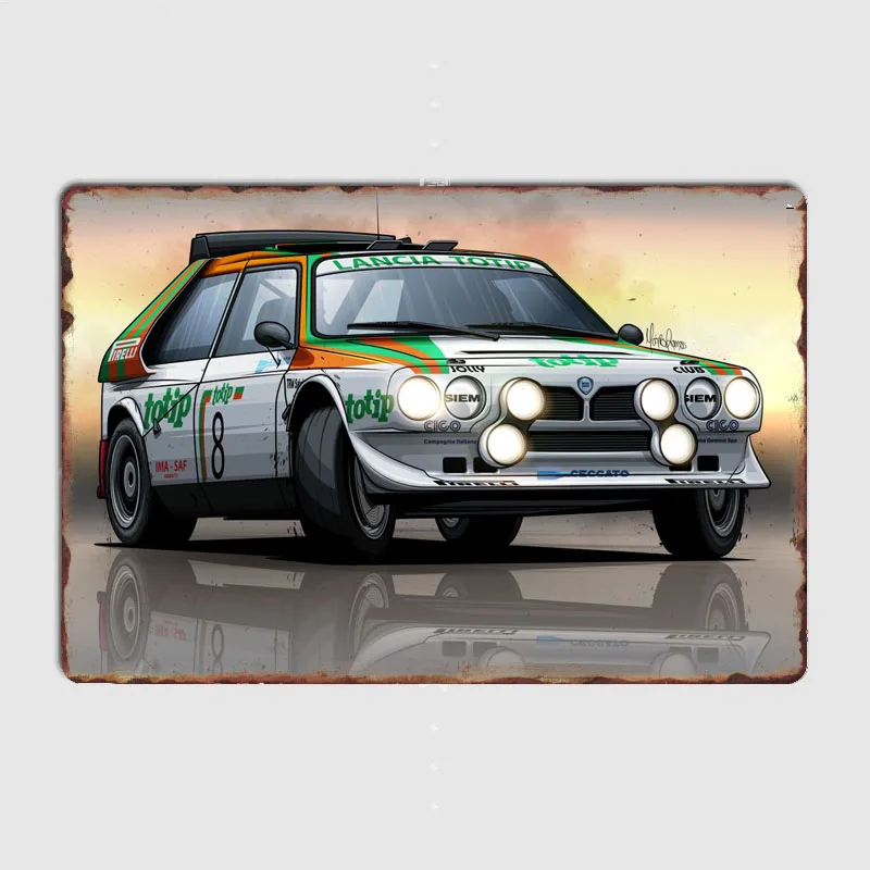 Gruppo B Rally Cars Lancia Tottip S4 Group Metal Sign Poster Garage Room Decor Living Custom Tin Vintage Home Decoration Wall Art