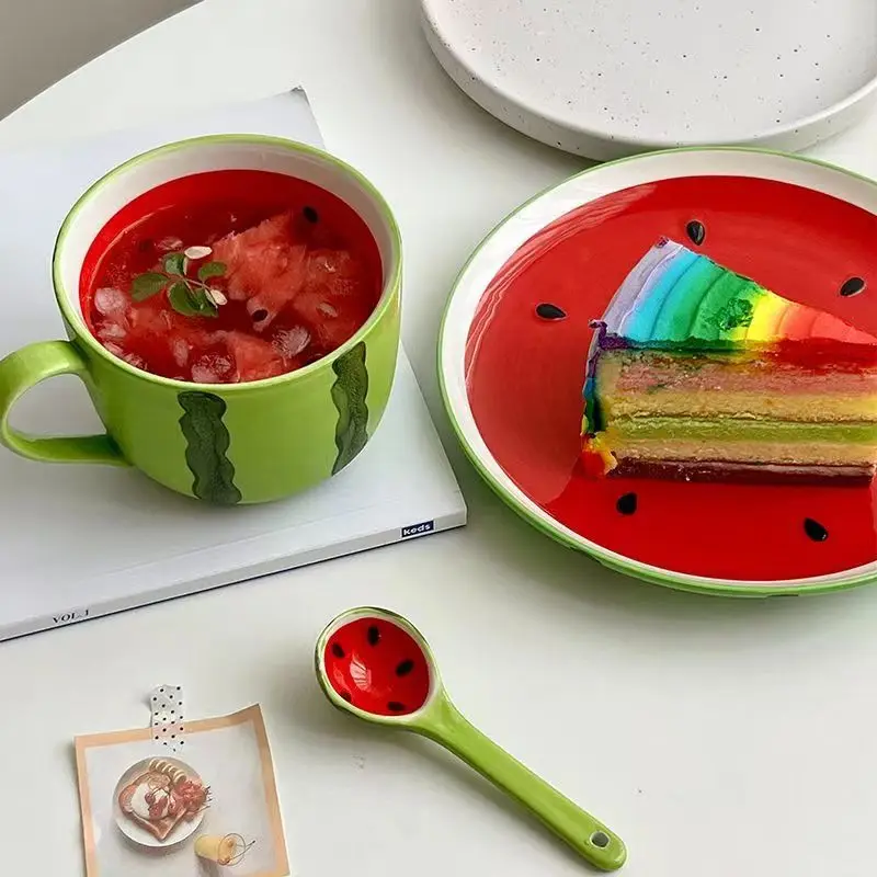 Dessert ceramic small plate Lovely fruit dishes creative tableware sushi set pickles Cold dish set Fruits 4pcs 9.8*1.9 cm