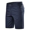 2024 New Summer Men High Quality Casual Business Social Elastic Waist 100% Cotton Solid Shorts 1