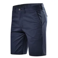 2024 New Summer Men High Quality Casual Business Social Elastic Waist 100% Cotton Solid Shorts 1