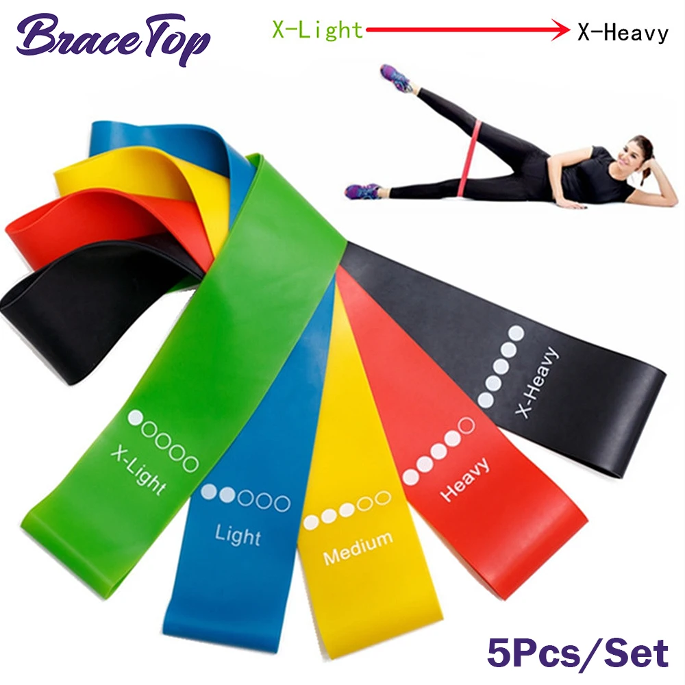 BraceTop5PcsSetResistanceLoopExerciseBandsFitnessElasticBand