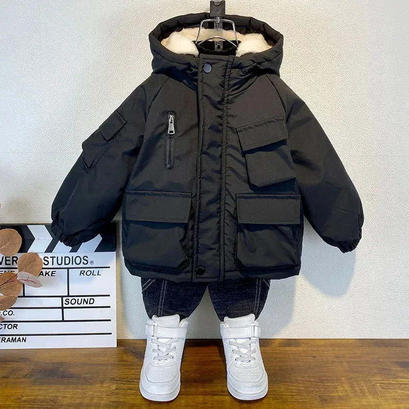 

Winter Thicken Coats for Boys Hooded Jackets Teenager Kids Snowsuits Warm Outerwear Children Clothing TZ963