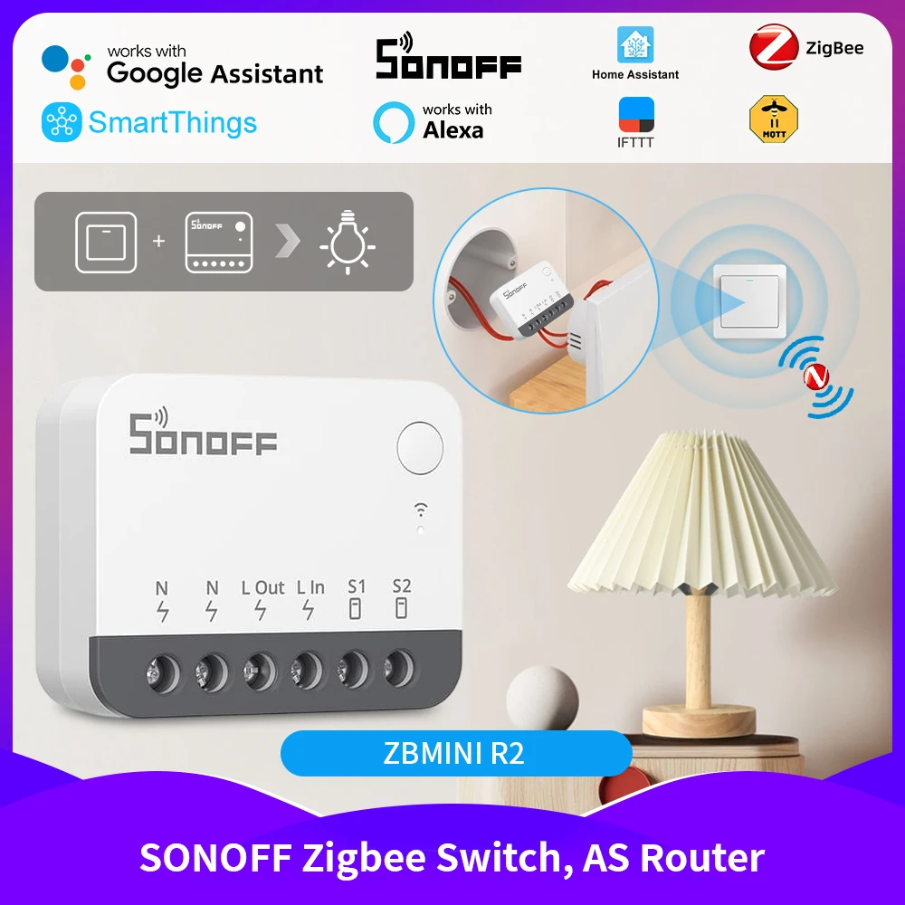 SONOFF zbmini With/without Neutral ZBMINIR2/ZBMINIL2 Smart Zigbee Switch 2-Way Control Alexa Home Assistant mqtt Smartthings Hub smart switch