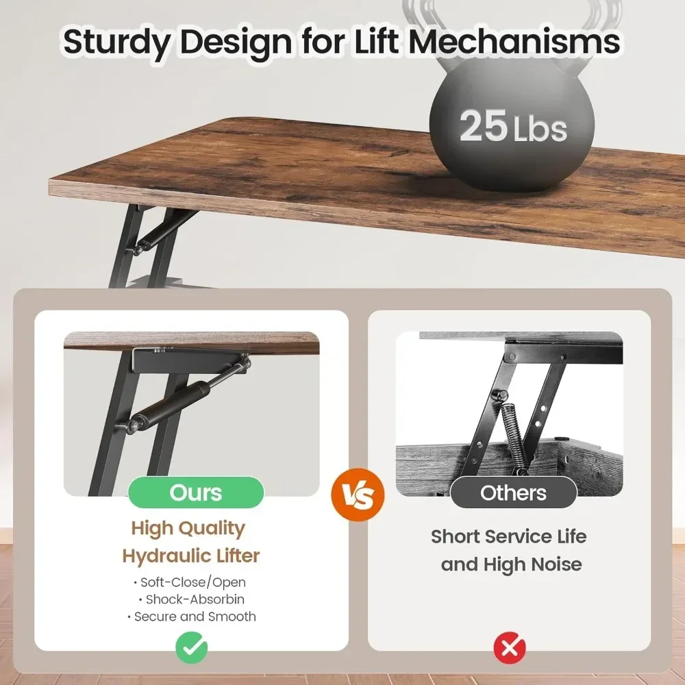 31.5" Lift Top Coffee Table with Storage, Square Coffee Table for Living Room, Farmhouse with Large Hidden