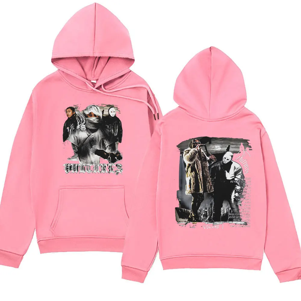 Rapper Kanye West Vultures Music Album Hip Hop Hoodies Men's Women's Fashion Oversized Hooded Sweatshirts Streetwear Pullover