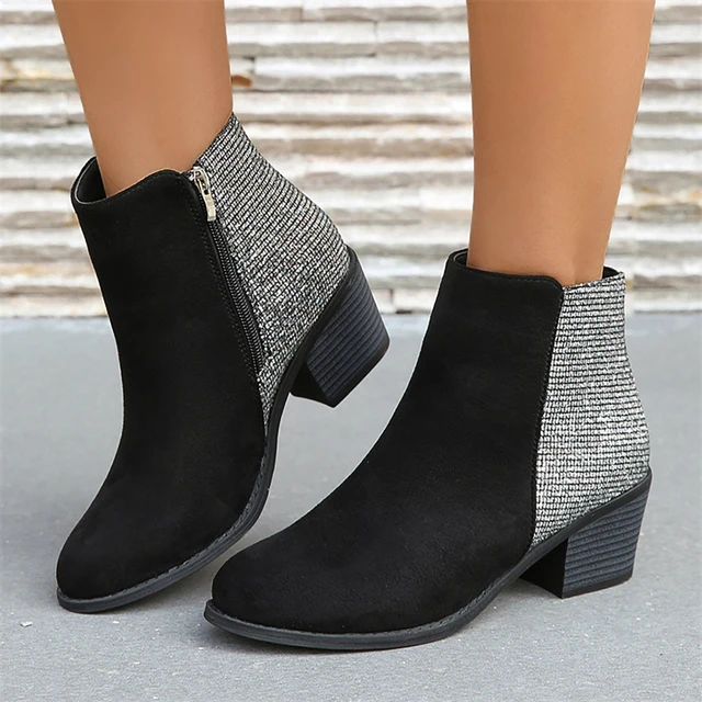 Amazon.com: fabalshop Ankle Boots for Women No Heel，Women's Fashion Casual  Retro Solid Colors Short Zipper Shoes，Black Boots for Women : Clothing,  Shoes & Jewelry