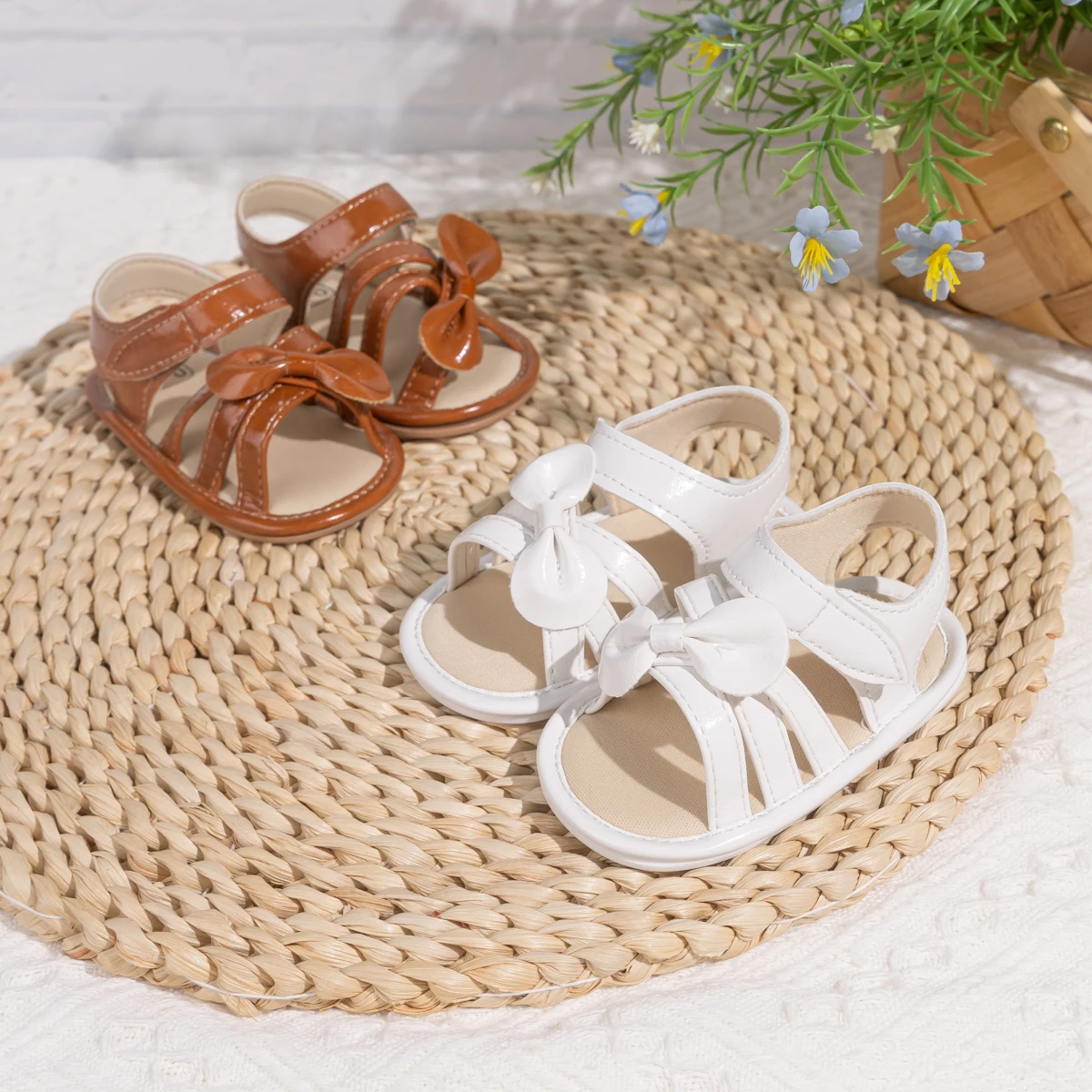 Description Picture 5 of itemSummer Popular Baby Sandals 0-1 Y Elegant Style PU Leather Anti-slip Soft Sole Multi-color Bow First Walking Shoes