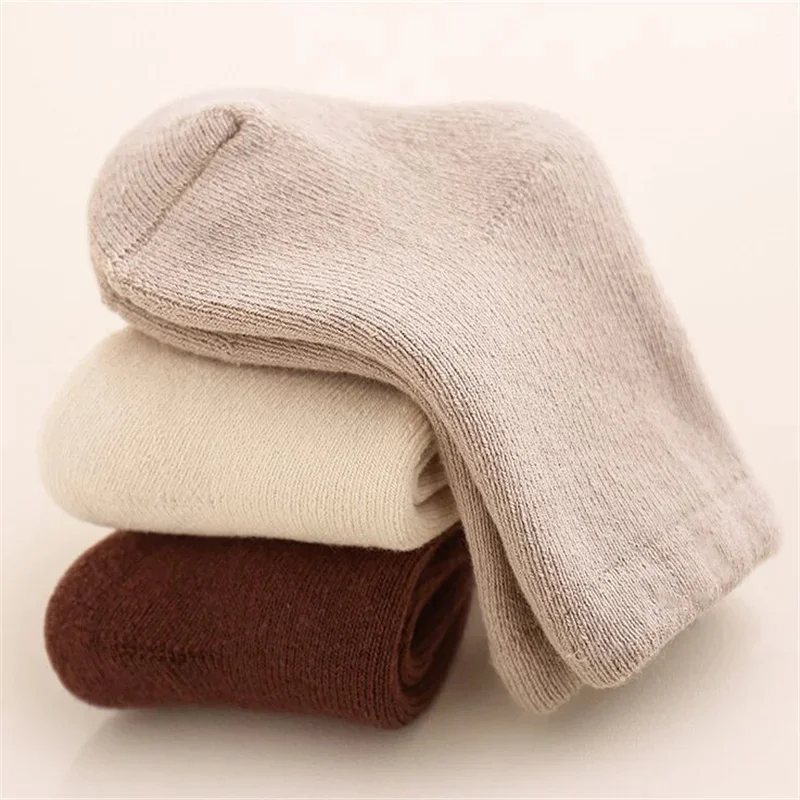 Baby Socks 0-3Years Thick Newborn Baby Girl Boy Terry Cotton Solid Color Keep Warm In Home Winter