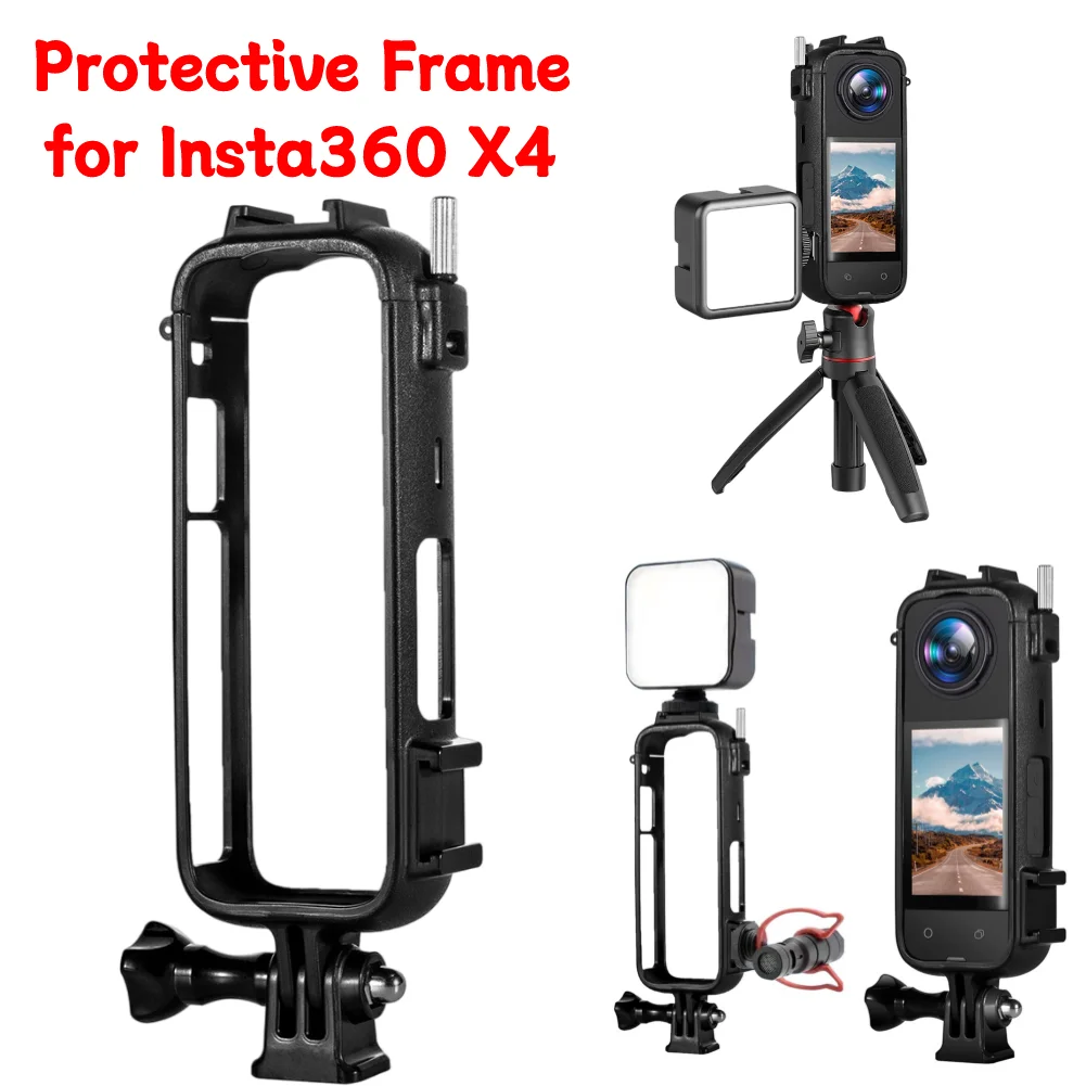 PC 플라스틱 보호 프레임, 나사 구멍 및 콜드 슈 보호 케이지, 마모 방지 커버 케이스, Insta360 X4 액세서리, 1/4 인치