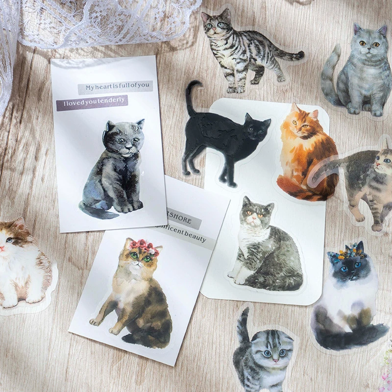 Schattige Kat Thema Stickers Decoratie Leuke Katten Stickers Zelfklevende Scrapbooking Stickers Voor Laptop Planners| | - AliExpress