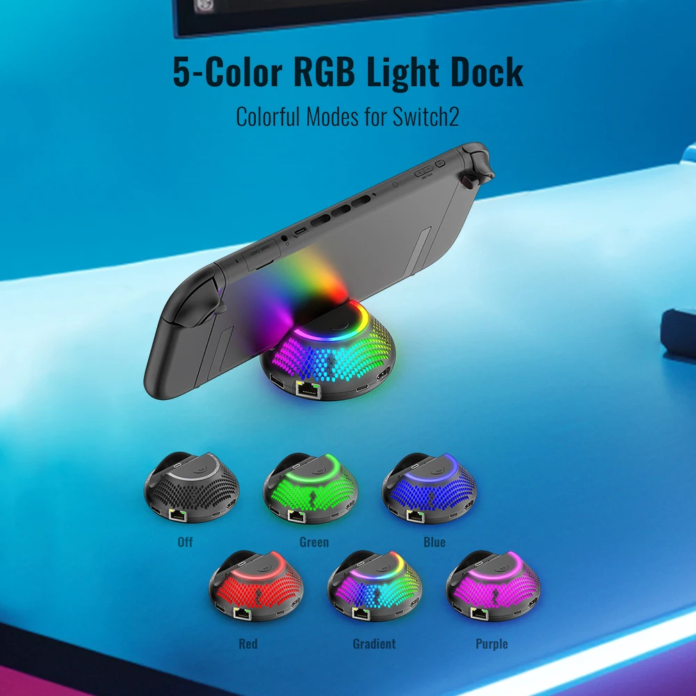 Portable TV Docking Station For Switch2 Charger Stand With 4K HDMI & Type-C & USB & Ethernet Ports 5 In 1 Video Converter Stands