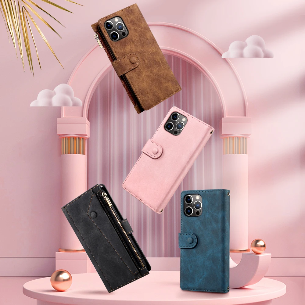 Leather Zipper Strap Crossbody Shoulder Wallet Case Book For Vivo Y78 Y77 Y27 Y16 Y36 Y75 Y55 Y35 Y22 Y02s Y21 V25 V21 E V23 Pro