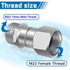Pressure Washer Swivel 3/8 NPT and M22 14mm Male Thread Fitting Stainless Steel 360° Kink Free Gun to Hose Fitting 4500 PSI 5