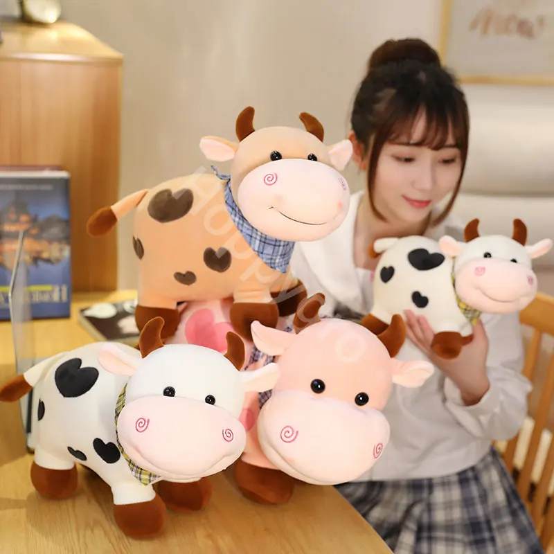 JWTRSVTY Kuscheltier Kuh – 35 Cm, Gelb-braun, Aus Weichem Plüsch – Niedliches Stofftier Für Kinder Als Geschenk