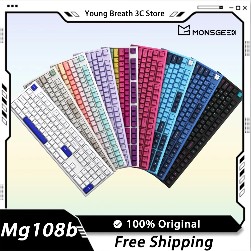 

Механическая клавиатура Monsgeek Mg108b, трехрежимная беспроводная клавиатура Hotswap с Bluetooth, игровая клавиатура с 108 клавишами, динамическая клавиатура Rgb для ПК, геймеров, подарки для мужчин