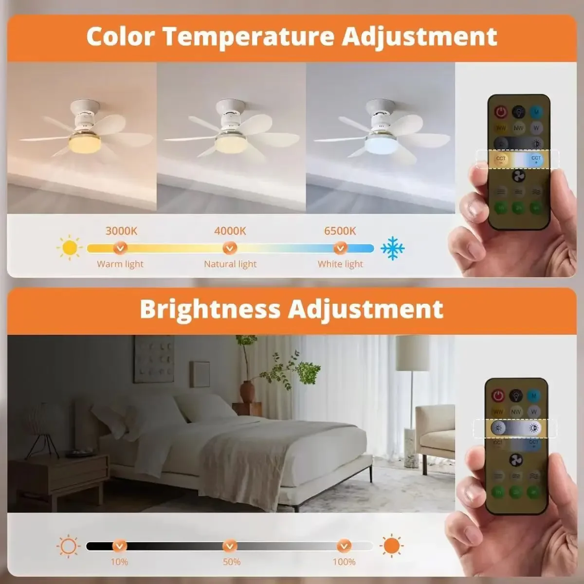 Household detachable fan blades, small fan, restaurant bedroom, intelligent remote control ceiling fan, wind and light adjustmen 6