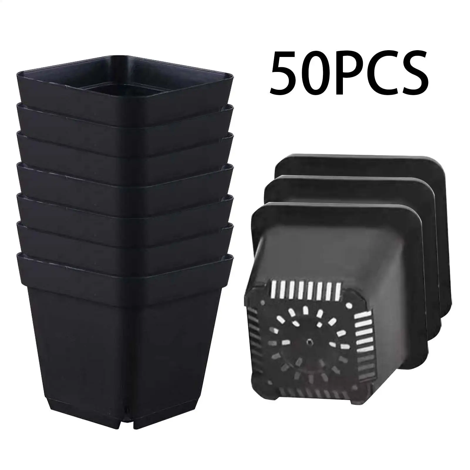 50pcs Reusable Seedling Pots Gardening Square Starter Plant Pots Nursery Pots with Drainage Holes Nursery Pot For Plants Vegetab