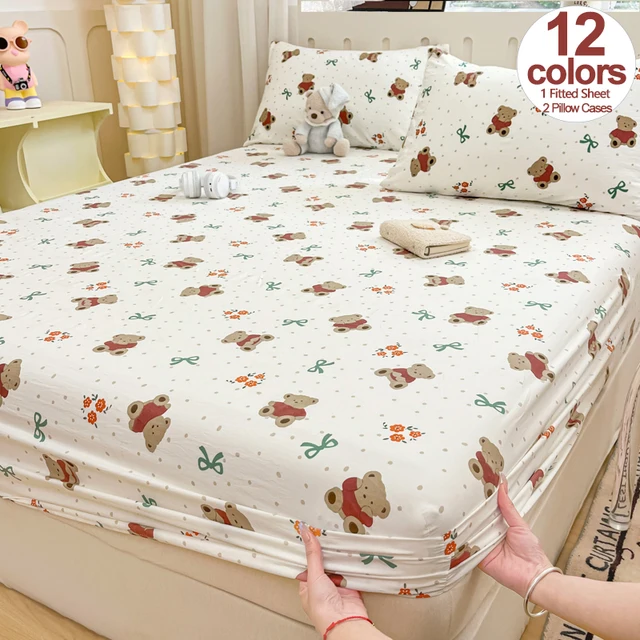 Drap-housse imprimé en microfibre pré-lavage ultra doux avec taies d'oreiller – Protecteur de matelas, hypoallergénique, facile d'entretien 1