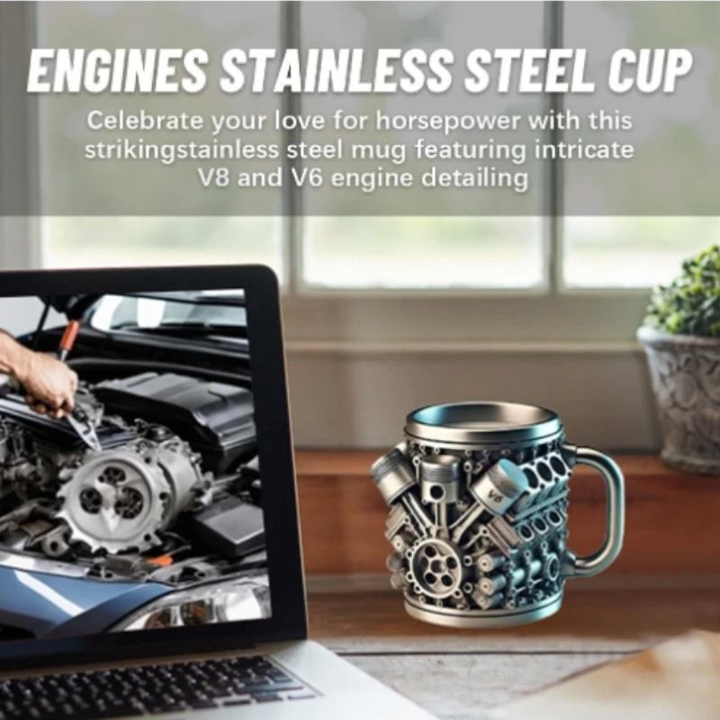 Interesting creative 450ml coffee cup ornament engine cup engine mug suitable for car enthusiasts as a gift