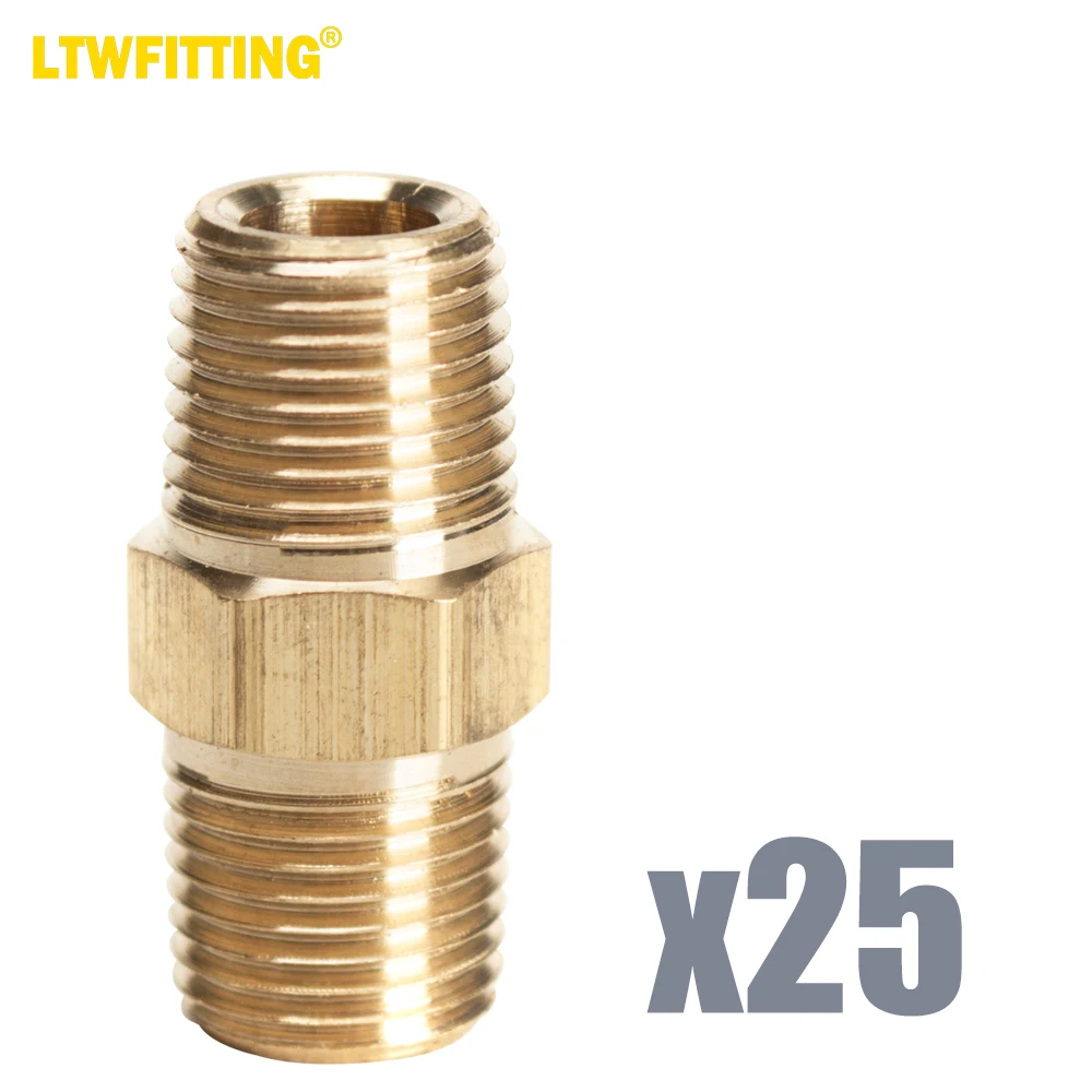 

LTWFITTING Lead Free Brass Pipe Hex Nipple Fitting 1/8" Male NPT Air Fuel Water(Pack of 25)