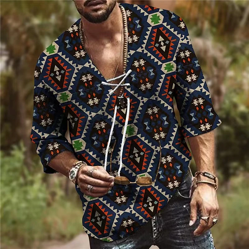 Tegen de wil fotografie militie Hippie Vintage Men's Clothing | Men's Hippie Shirt Shirt | Hippie Shirt Man  Cotton - T-shirts - Aliexpress