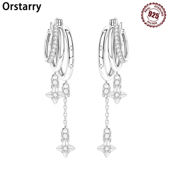 Orstarry 925 Sterling Silver Multi Layer Starry Tassel Drop Earrings Women Earrings Charm Trend Versatile Party Jewelry Gifts
