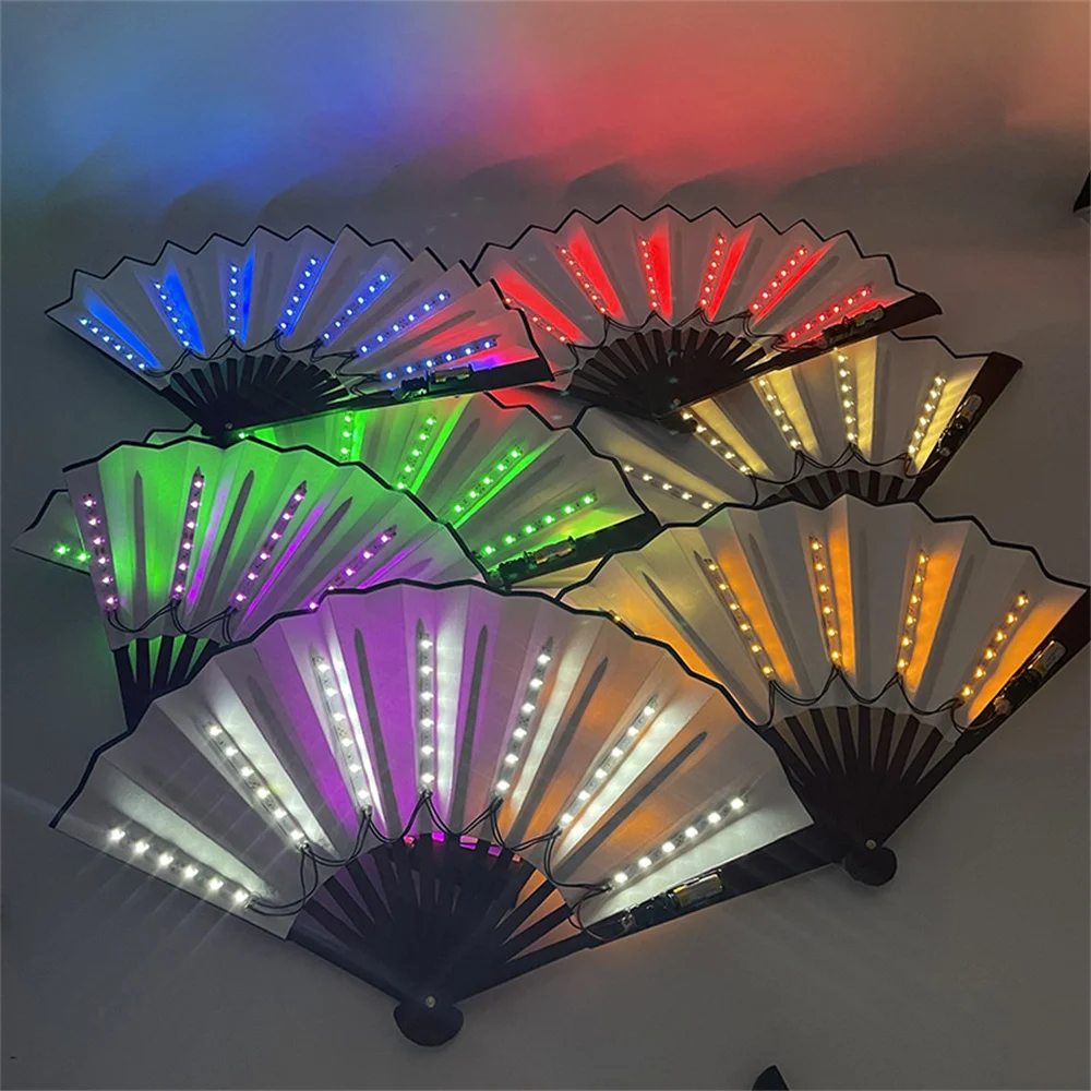Description Picture 6 of item1/2/3PCS Carnival Rave Party Lighting Supplies 8inches Fan Colorful Change Rechargeable LED Fan Glowing For Music Disco Party