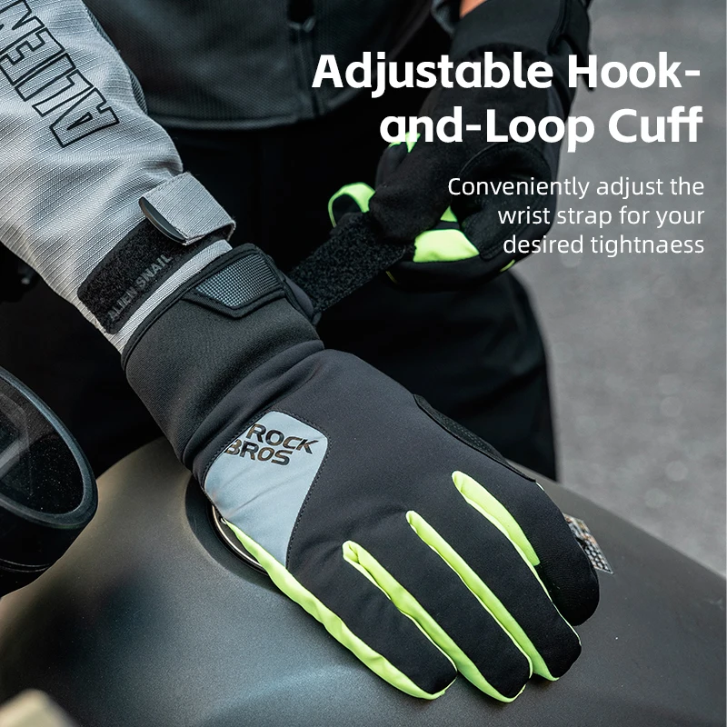 ROCKBROS Winter Cycling Gloves Full Finger Windproof Bicycle Gloves Outdoor Touch Screen MTB Road Motorcycle Ski Warm Bike Glove