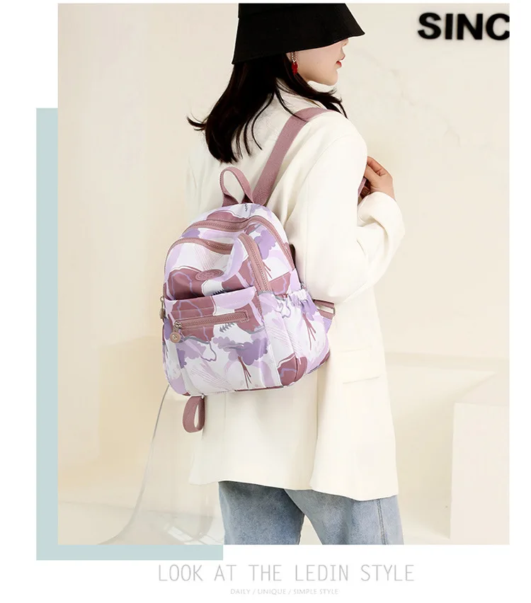 2022 New Nylon Cloth Ladies Backpack Fresh And Sweet Oxford Cloth Rucksack Fashion Casual Backpack Light Travel School Bag