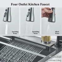 Dark Grey Nano Kitchen Sink Above Mount Washing Basin Chopping Board 304 Stainless Steel Single Grey Kitchen Sink Kitchen Faucet 2