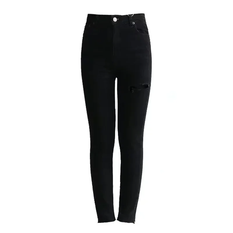 2023 Spring Sexy Women's High Waist Slim Body Stretch Blue Skinny Jeans Female New Korean Y2k Solid Color Pencil Pants Trouser