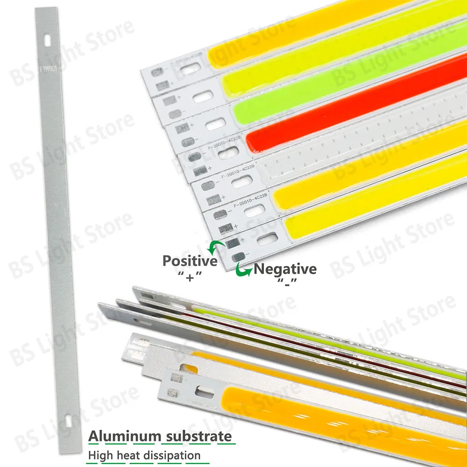 8 Stück COB LED 200x10mm DC12V Lichtstreifen 12W Blau Grün Rot Warmweiß Farbige LED-Matrix-Leisten Glühbirnen Lichtquelle Zubehör – Detail 2