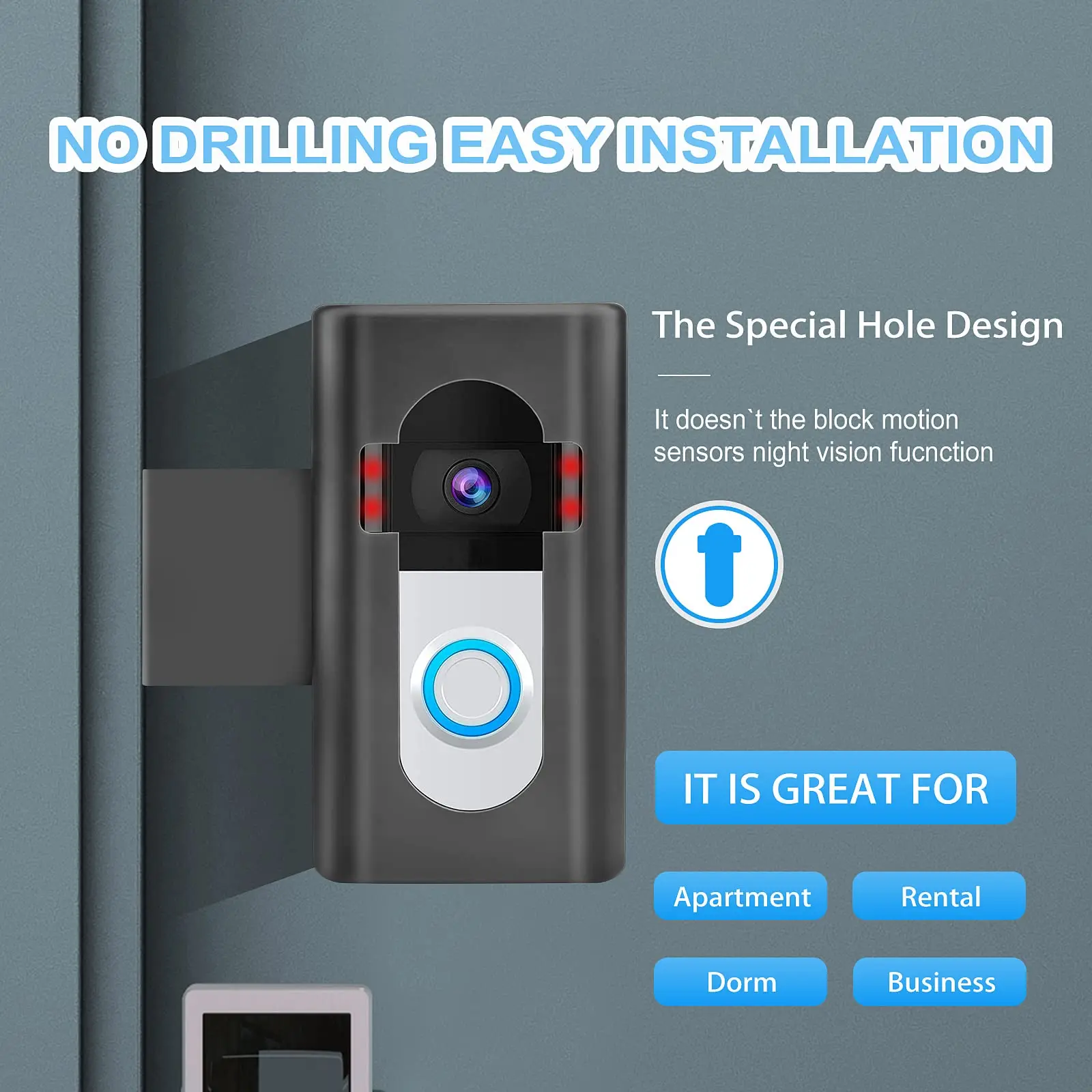 Video Doorbell Mount Anti-Theft Door Mount for Ring Video 4/3/3 Plus/2/1/ Pro Pro 2 video doorbell mounting bracket