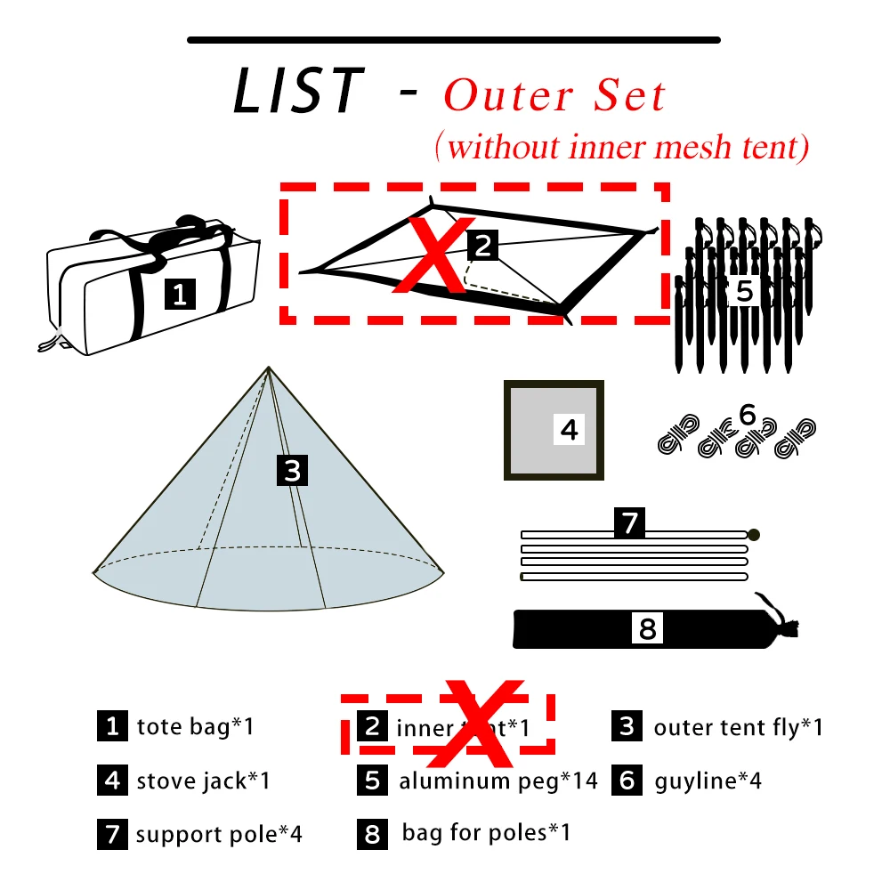 خيمة هرمية خفيفة الوزن يطير مع فتحة مدخنة خيمة تيب...