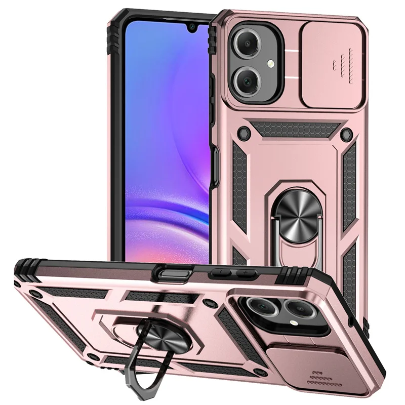 Shockproof Armor Magnetic Ring Stand Phone Case with Slide Camera Cover