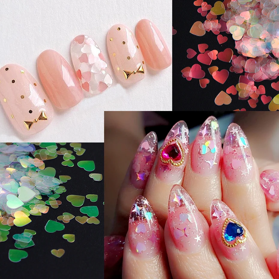 Holographic Nail Glitter Butterfly Star Round Heart Flake Mirror Sequins Gradient Mermaid Ultra Thin Slice Decoration SA1591
