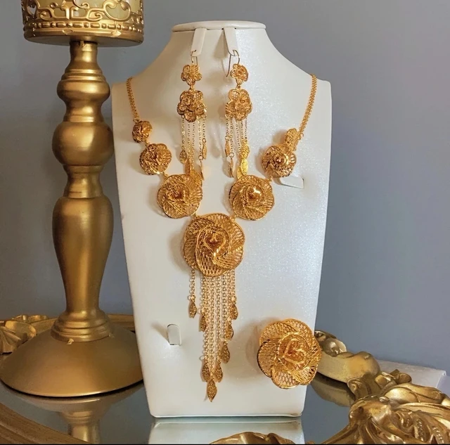 Gold Plated Wedding Jewellery Pearl Long Haram Necklace Set For