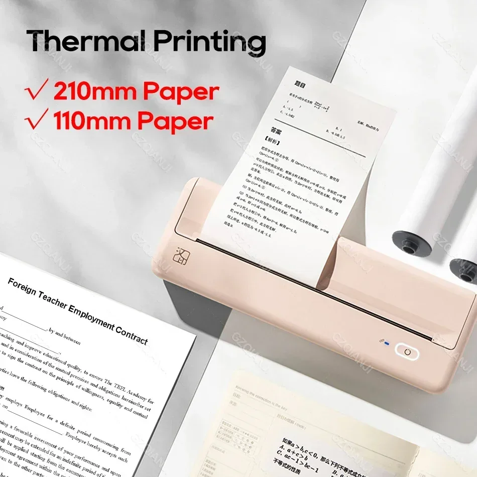 GlowMartHPRT MT810 Mini Thermal Printer A4 Size Bluetooth Wireless Compatible with Win System Inkless PDF Web Document Printing