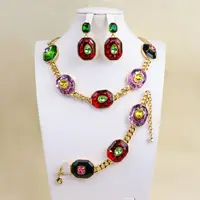 Ensemble de bijoux en cristal pour femmes, collier de luxe en cristal, boucles d'oreilles, accessoires Dopamine colorés 3
