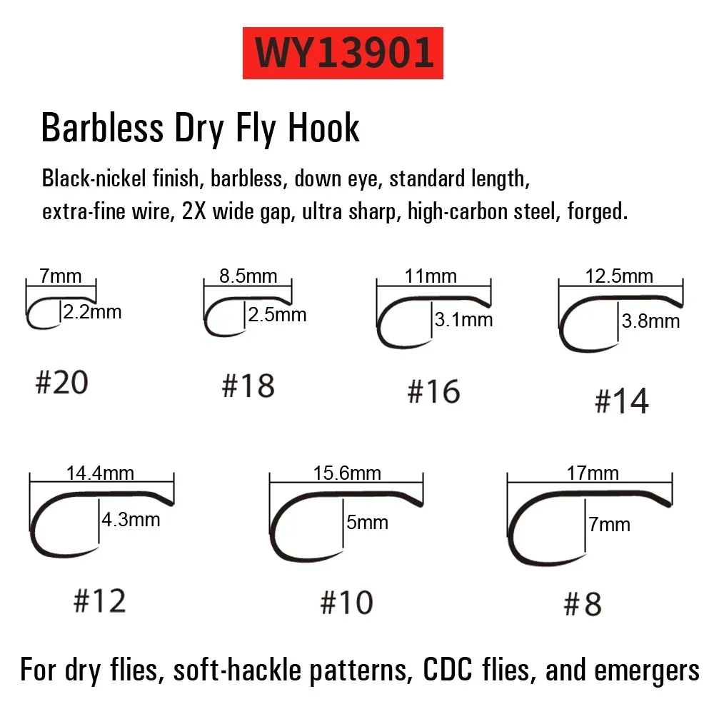 ICERIO 100 Barbed Fly Tying Hooks Barbless  60 Degree Jig Nymph Hook Streamer Wet Dry Flies Hooks Trout Fly Fishing Hook Tackle 4