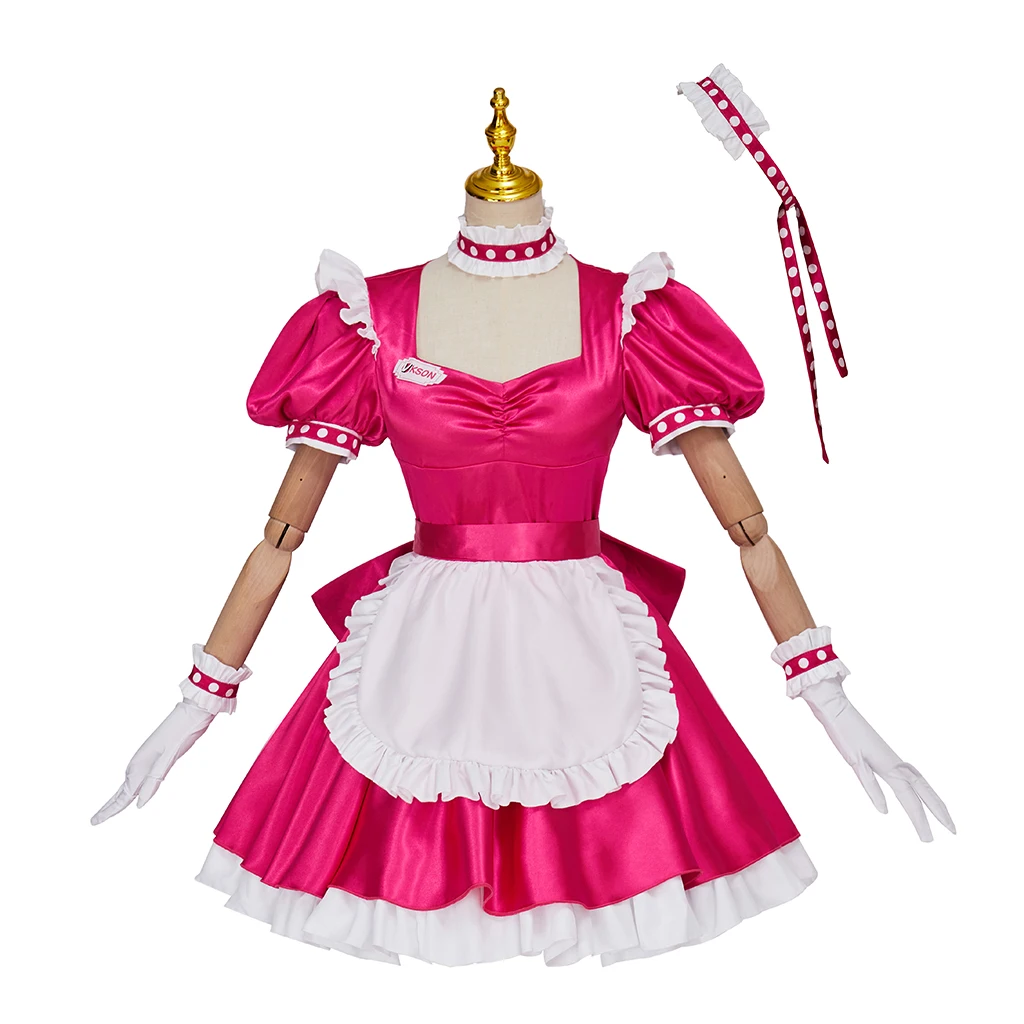 

Костюм горничной для косплея VShojo Cafe Kson, розовое платье горничной, Женский костюм для Хэллоуина, карнавала
