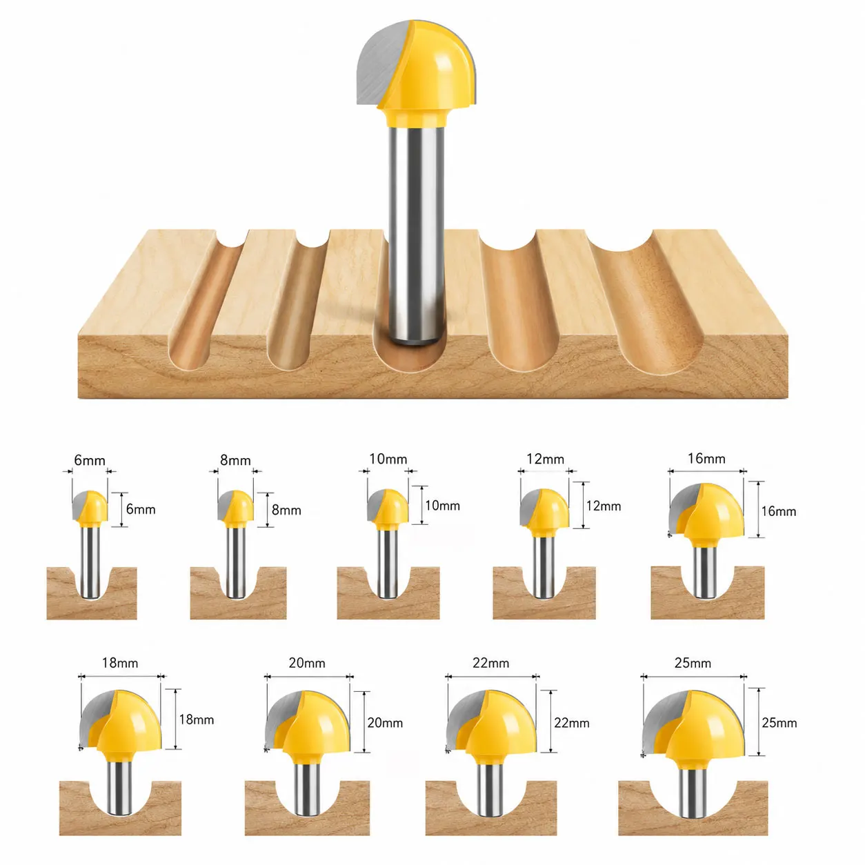 8mm Shank Round Bottom Wood Router Bit