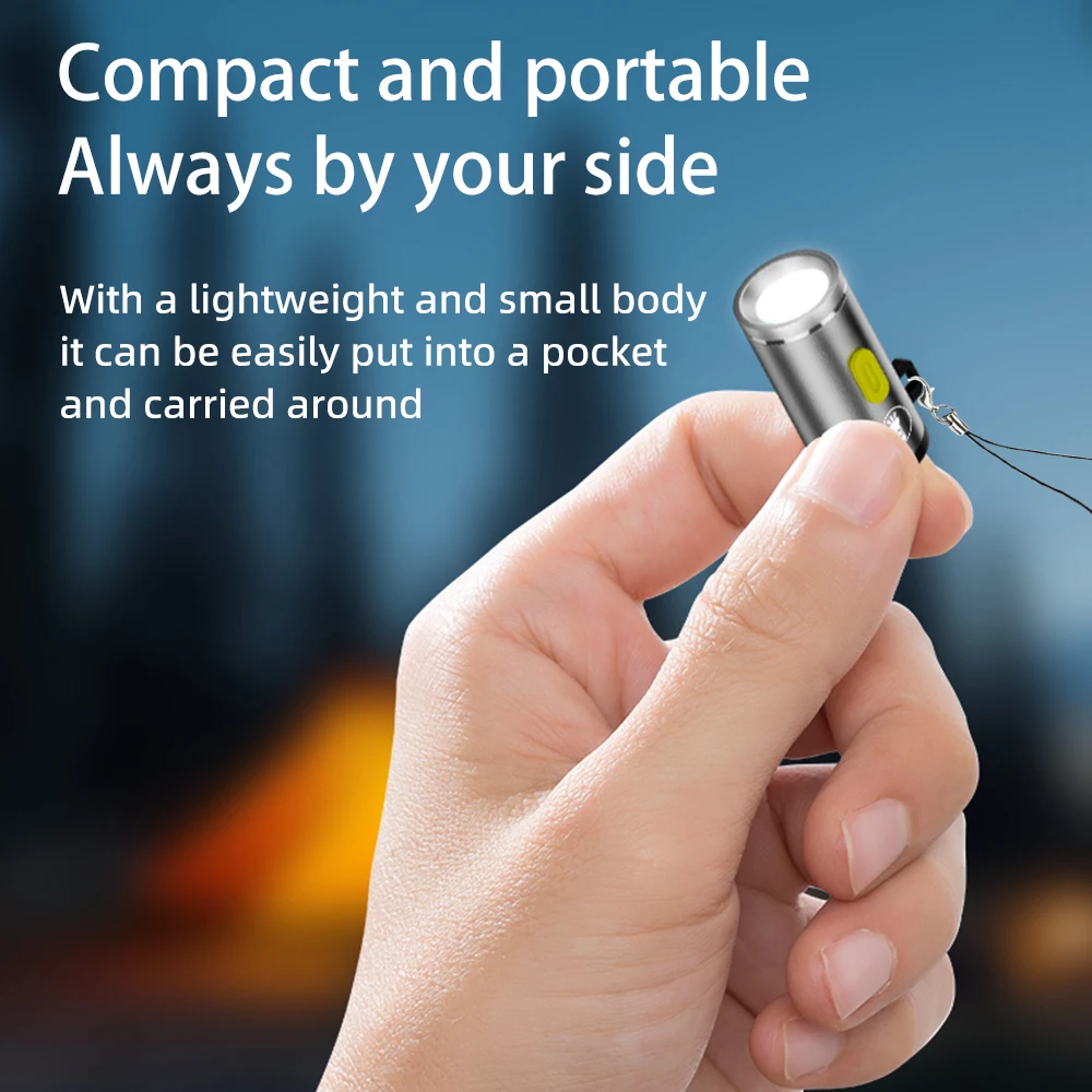 Led flashlight keychain light camping lights camping lamp Type-C LED Multifunctional Strong Light Pocket Keychain Flashlight Outdoor Hiking Camping Mini Flashlight Small Torch light