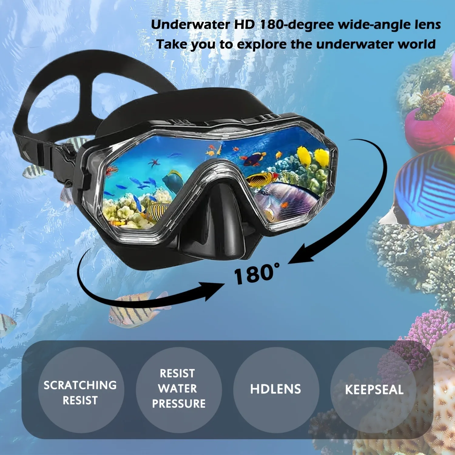 Dry Snorkel Mask Set Panoramic Wide View Anti-Fog Adjustable For Adults Kids Underwater Snorkeling Swimming Training Diving snorkeling diving mask diving mask snorkel set
