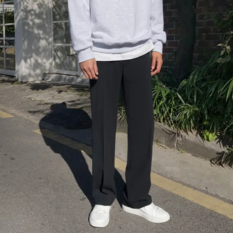 

2023 Spring Autumn Men's Casual Pants Suit Straight Clothing Loose Work Button Fly Jogging Trousers Male Solid Color Pants N44