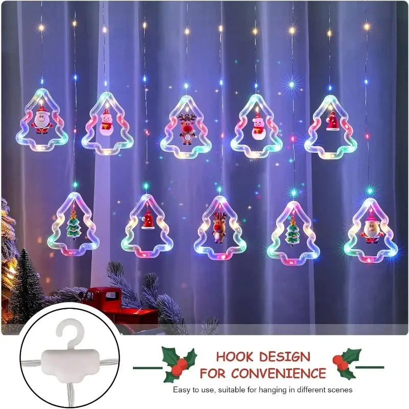 LED Christmas Tree Curtain Lights for Holiday Window Decoration