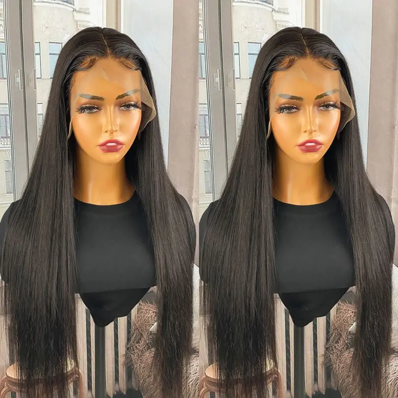 

Bombshell Long Black Straight Synthetic 13X4 Lace Front Wig Glueless High Quality Heat Resistant Fiber Hair For Black Women Wigs