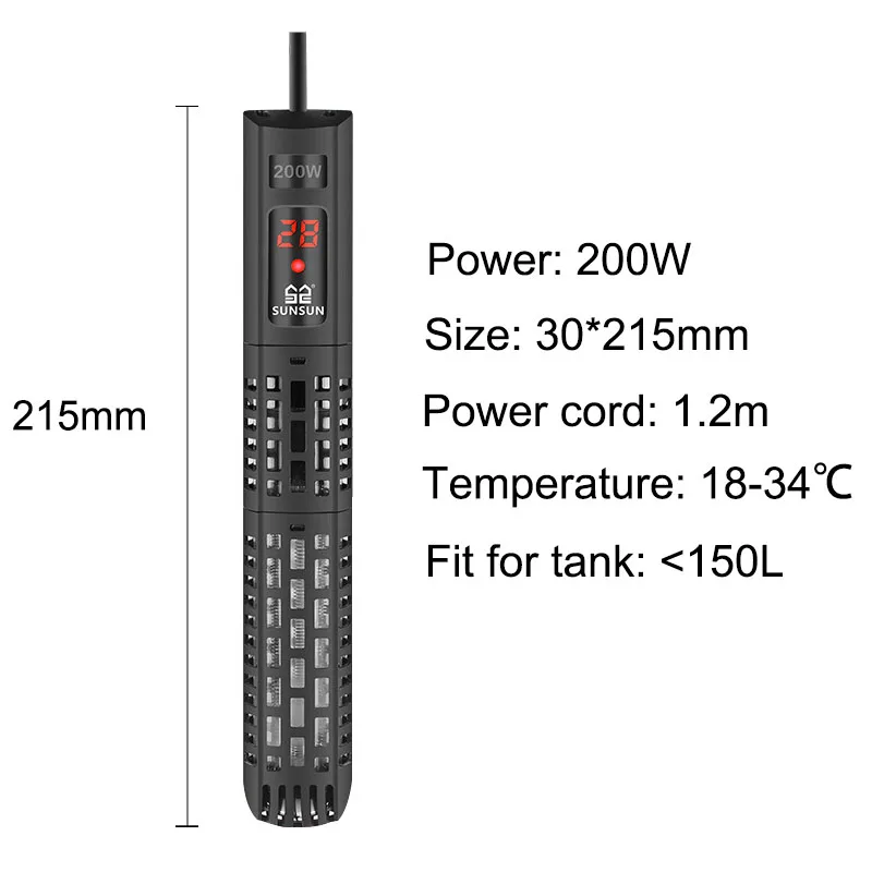 christmas fish tank decor SUNSUN Aquarium Heater Submersible Fish Tank LCD Display Digital Adjustable Water Heating Rod Constant Temperature Control 500W algae scraper Aquariums & Tanks