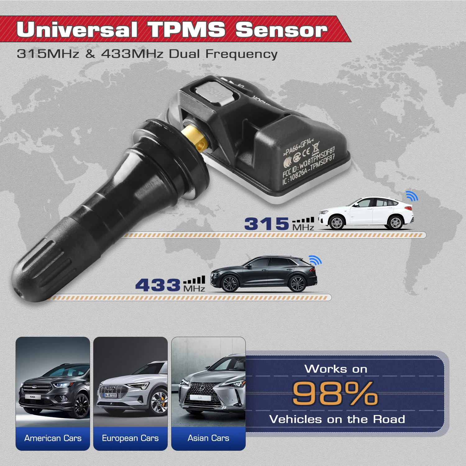 Autel TPMS Sensor 2in1 MX-Sensor Tire Repair Tools TPMS Sensor Programing W/ TS501 TS508 AUTEL 433 MHZ 315MHZ EU US 2025 Newest