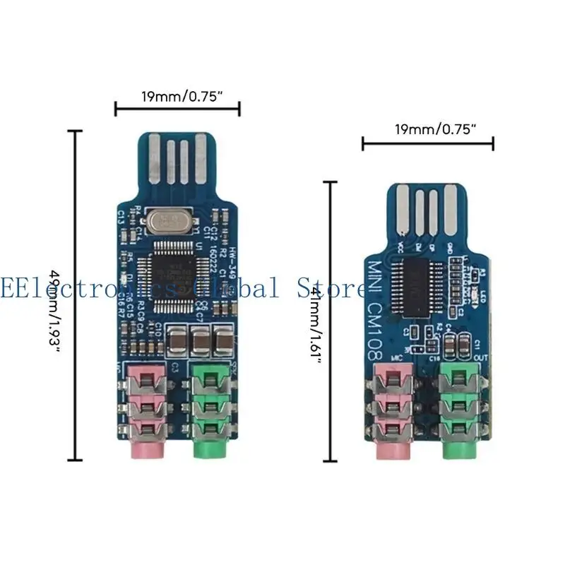 462B 3.5mm CM108 USB 드라이브가 없는 사운드 카드 외부 사운드 카드 모듈 노트북 컴퓨터